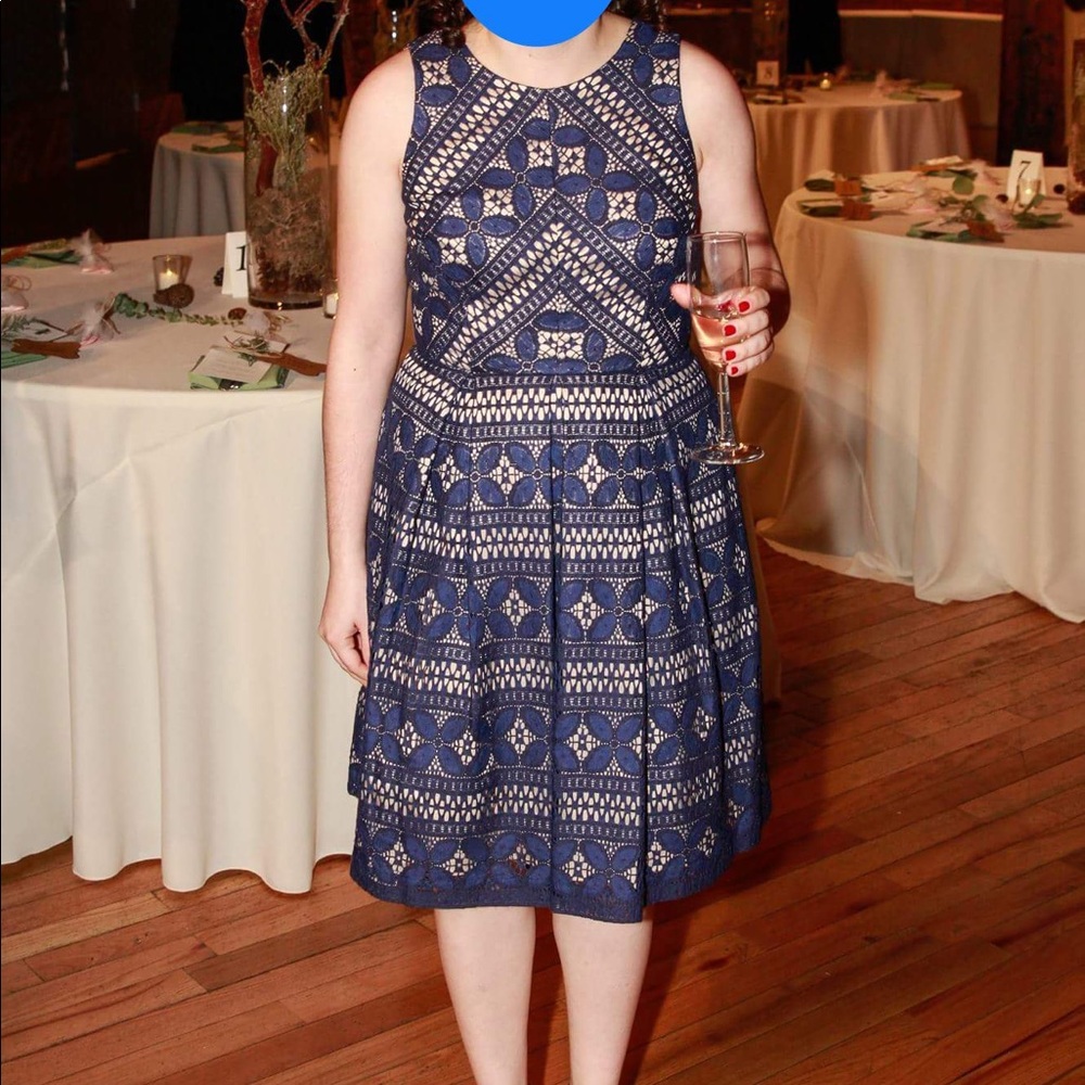Eliza J Navy Lace Cocktail Dress